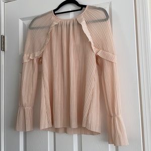Michael Stars Sheer Pale Pink Ruffle Blouse